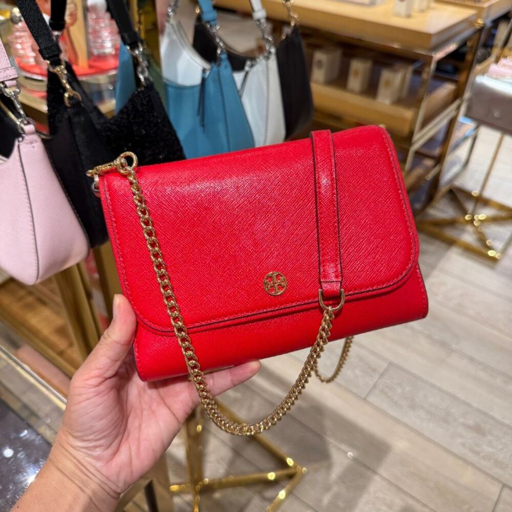 Best price‼️Tory Burch Chain Wallet 182800 Scarlotto $325 Saffiano Leather